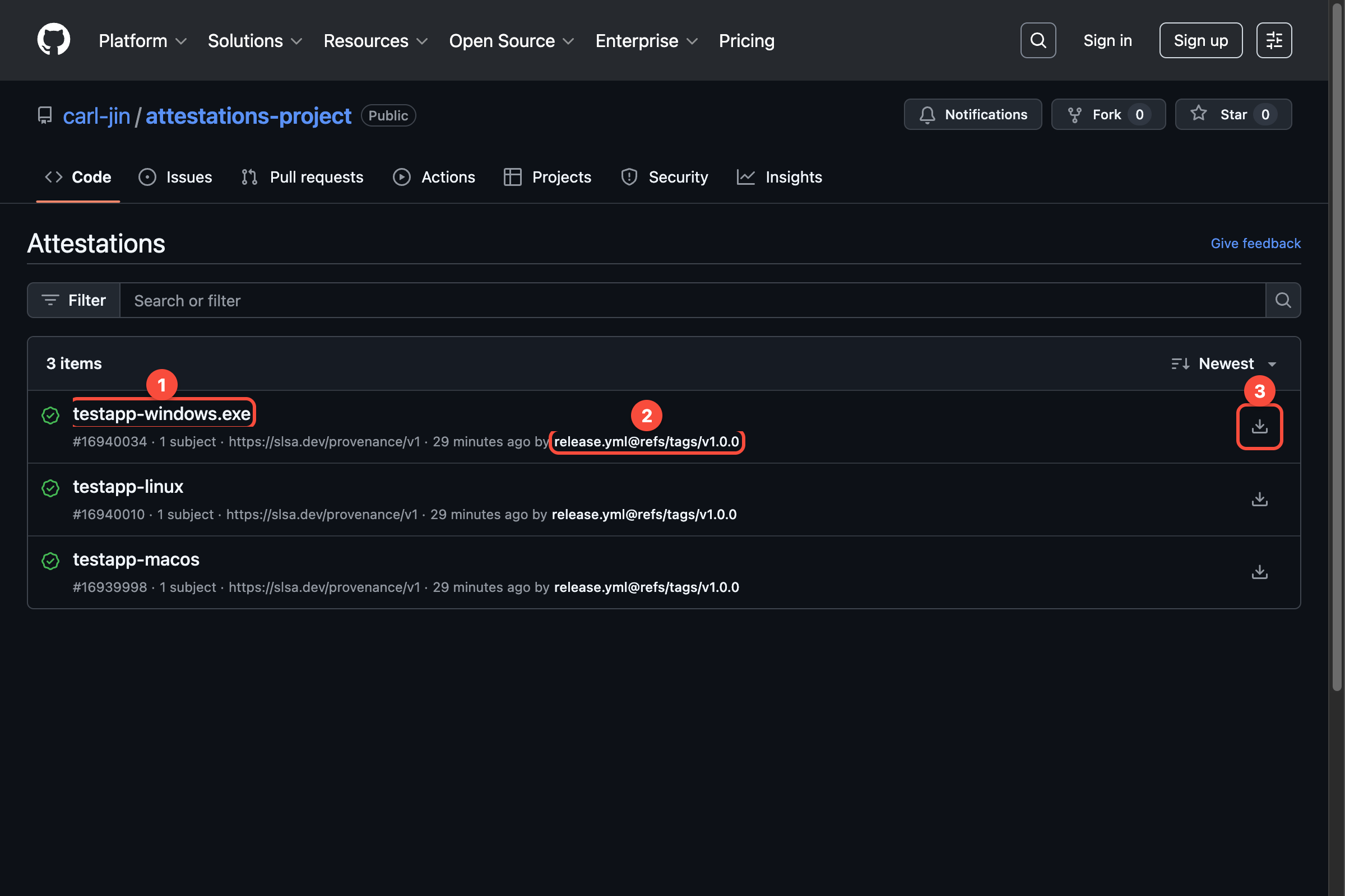 Attestations 列表页面